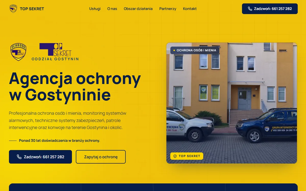 TOP SEKRET Gostynin — zrzut ekranu: Strona internetowa